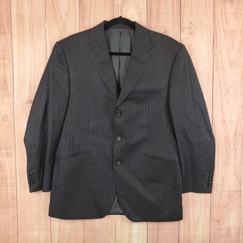 Vitale Barberis Canonico Super 120s Wool Blazer Jacket Mens Sz Medium Pin Stripe